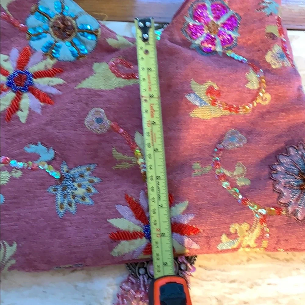Boho Hippie Shoulder Purse Flowers & Sequins & Beads